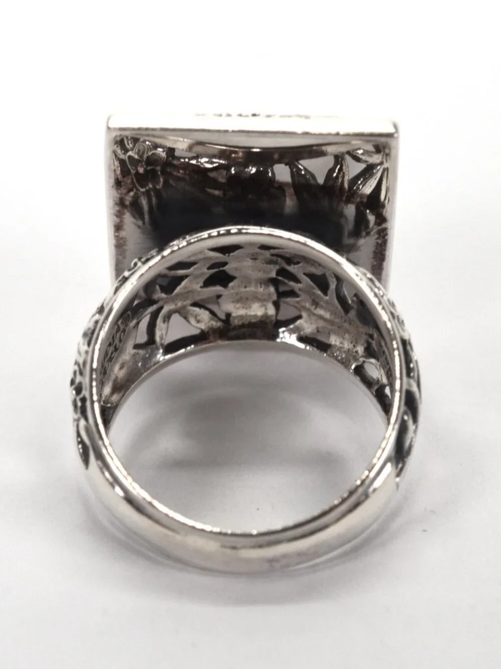Designer EXEX Claudia Agudelo Sterling Silver Floral Statement Ring Size 9
